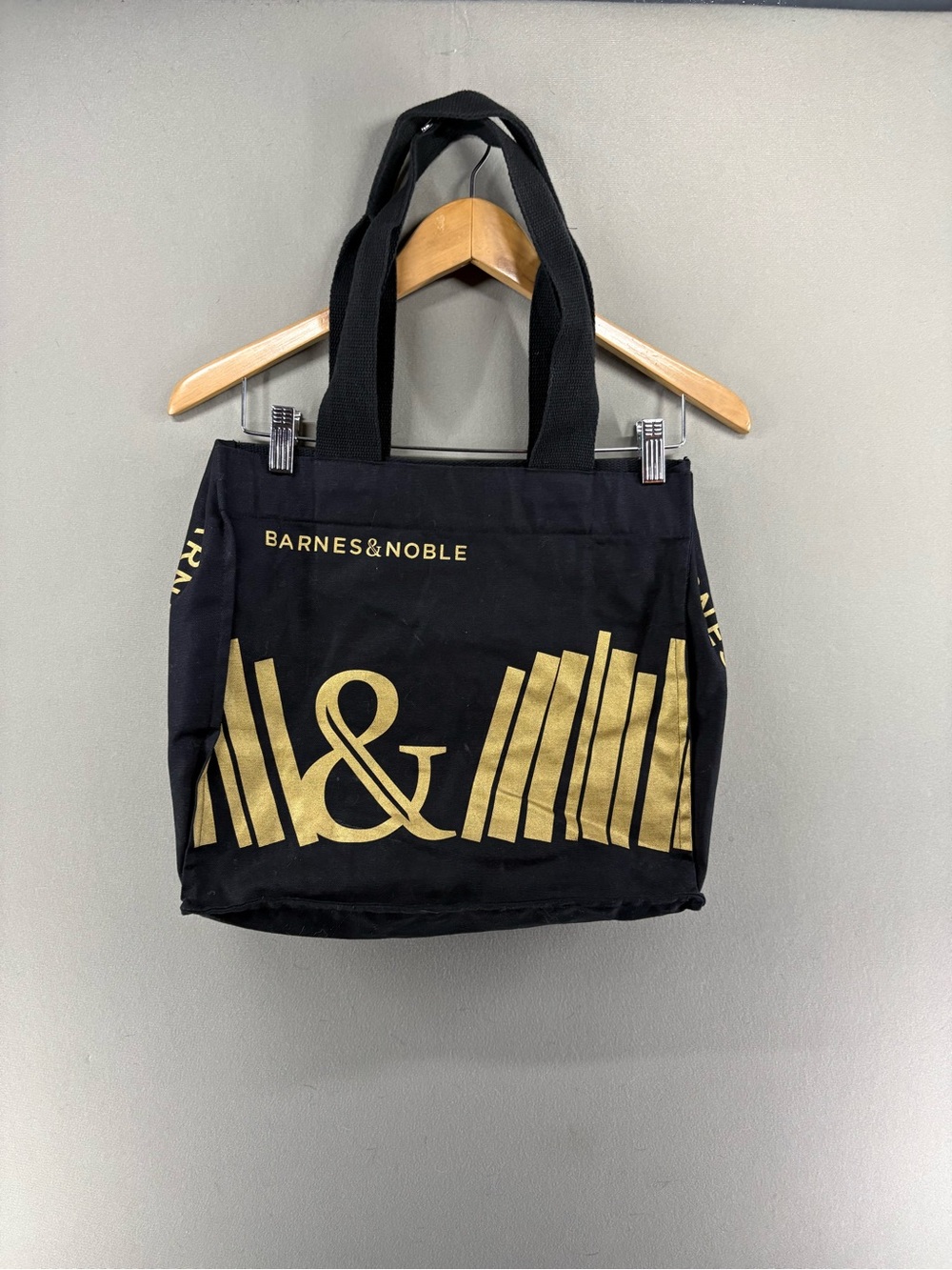 Barnes & Noble Tote Bag Black Gold Canvas Bookstore Reusable Shopper Grocery